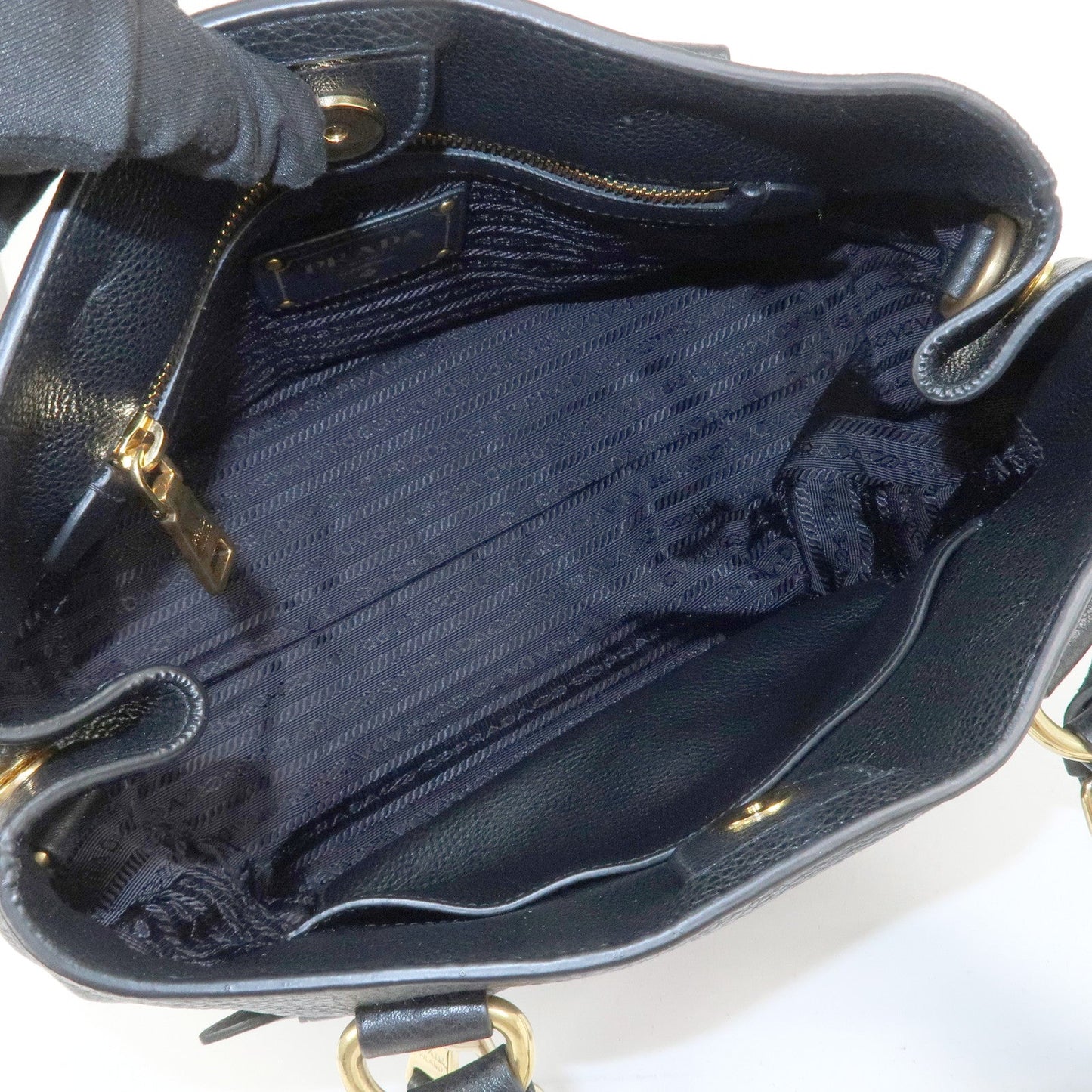 Prada Logo Leather 2Way Bag Shoulder Bag Hand Bag Black 1BG044【Pre-order】