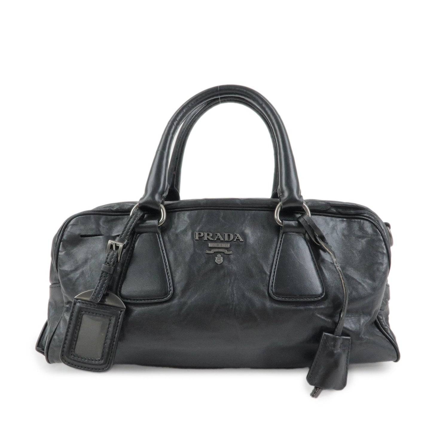 Prada Leather Boston Bag Hand Bag Black BL0758【Pre-order】