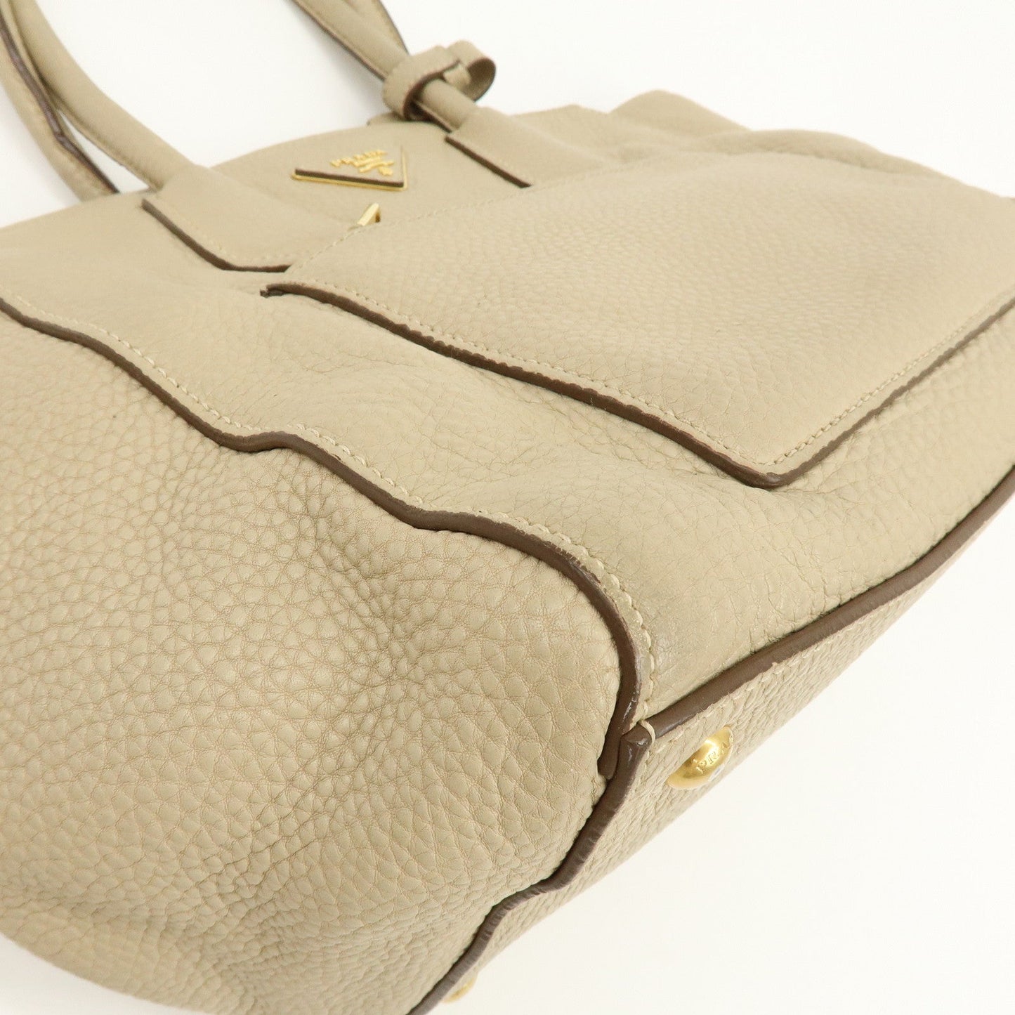 Prada Triangle Logo Leather 2Way Hand Shoulder Bag Beige BN2795【Pre-order】