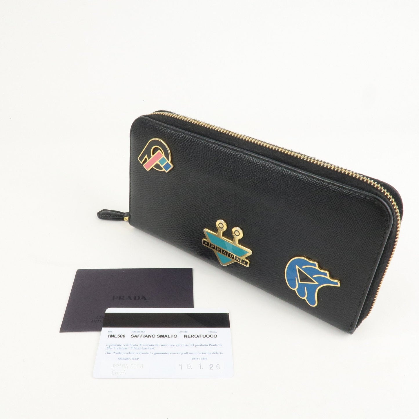 Prada Logo Saffiano Leather Zippy Long Wallet Black 1ML506【Pre-order】