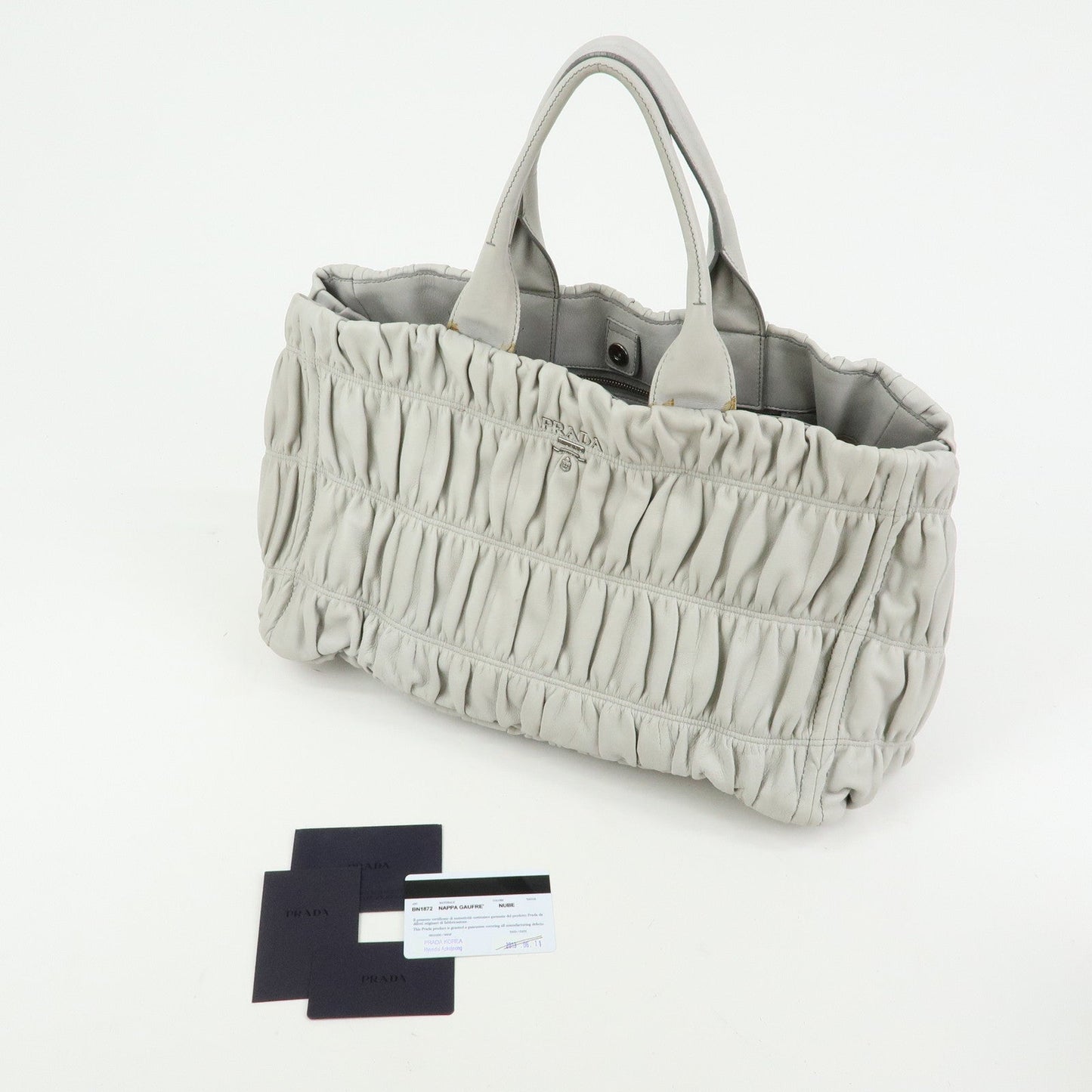 Prada Canapa Nappa Gaufre Leather Gathered Large Tote Hand Bag【Pre-order】