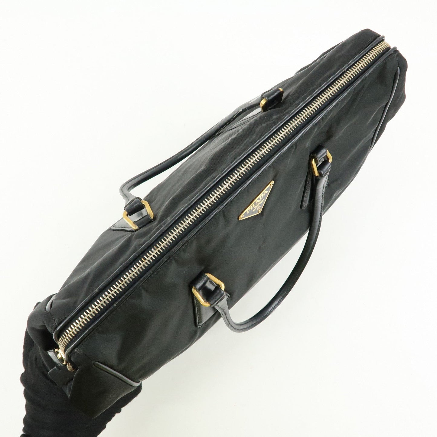 Prada Triangle Logo Nylon Leather Hand Bag Tote Shoulder Bag Black【Pre-order】