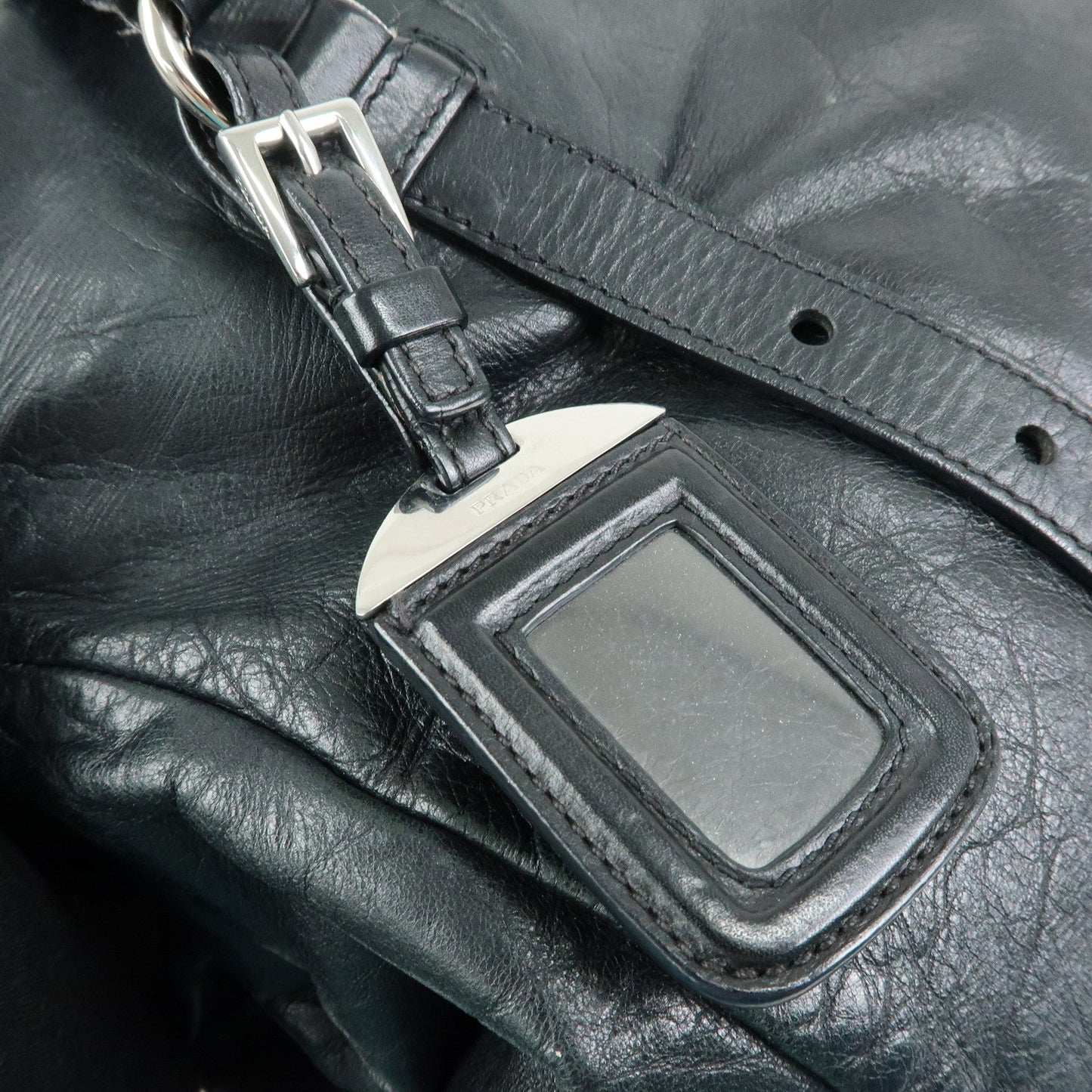 Prada Logo Leather Shoulder Bag Tote Bag Black Silver【Pre-order】
