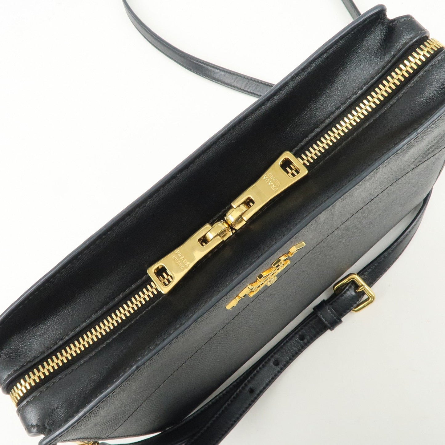 Prada Logo Saffiano Leather Shoulder Bag Gold HDW Black【Pre-order】