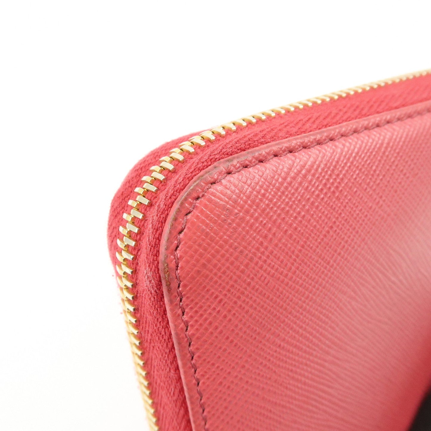 Prada Logo Saffiano Leather Round Zippy Long Wallet Pink 1M0506【Pre-order】