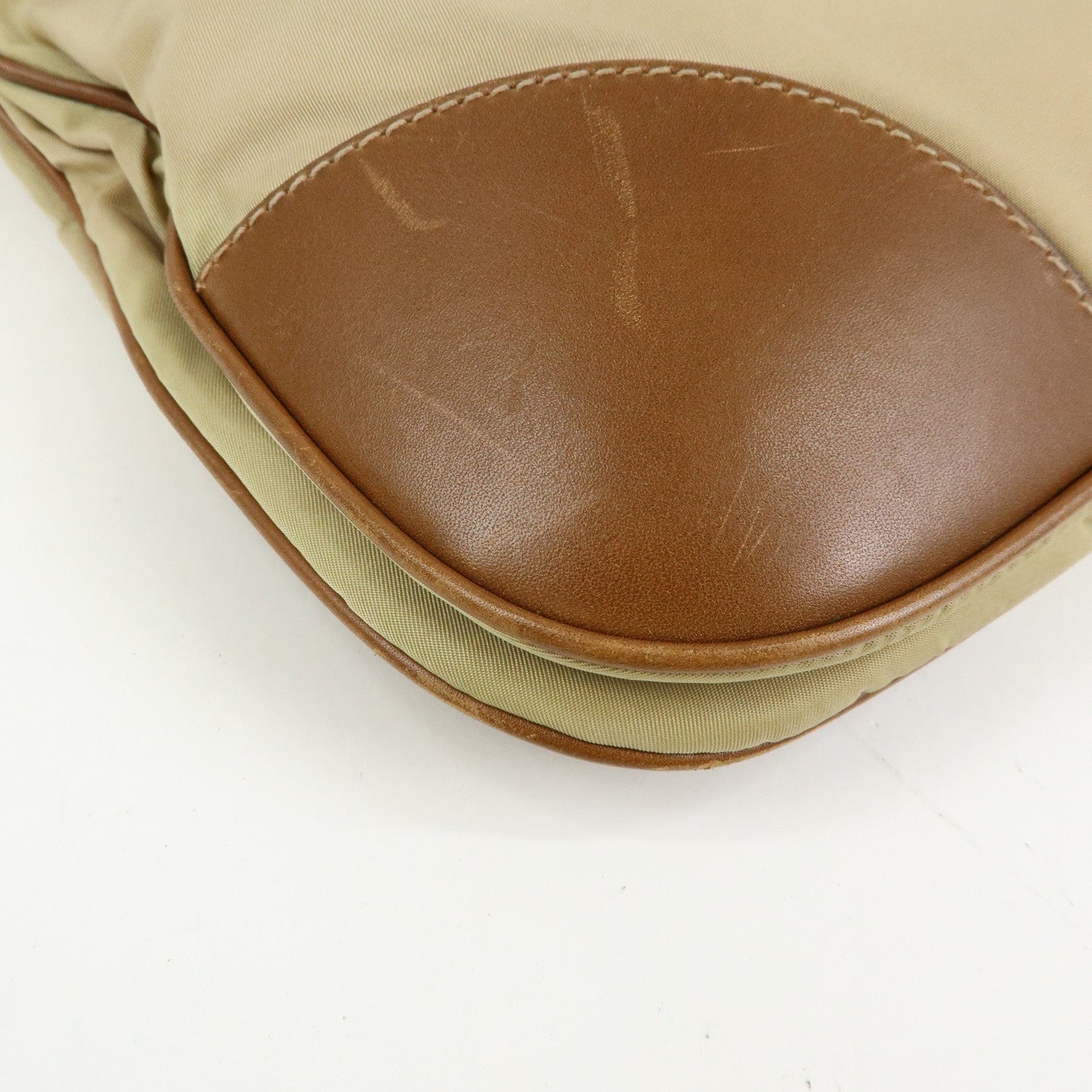 Prada Triangle Logo Nylon Leather Shoulder Bag Crossbody Bag Beige【Pre-order】