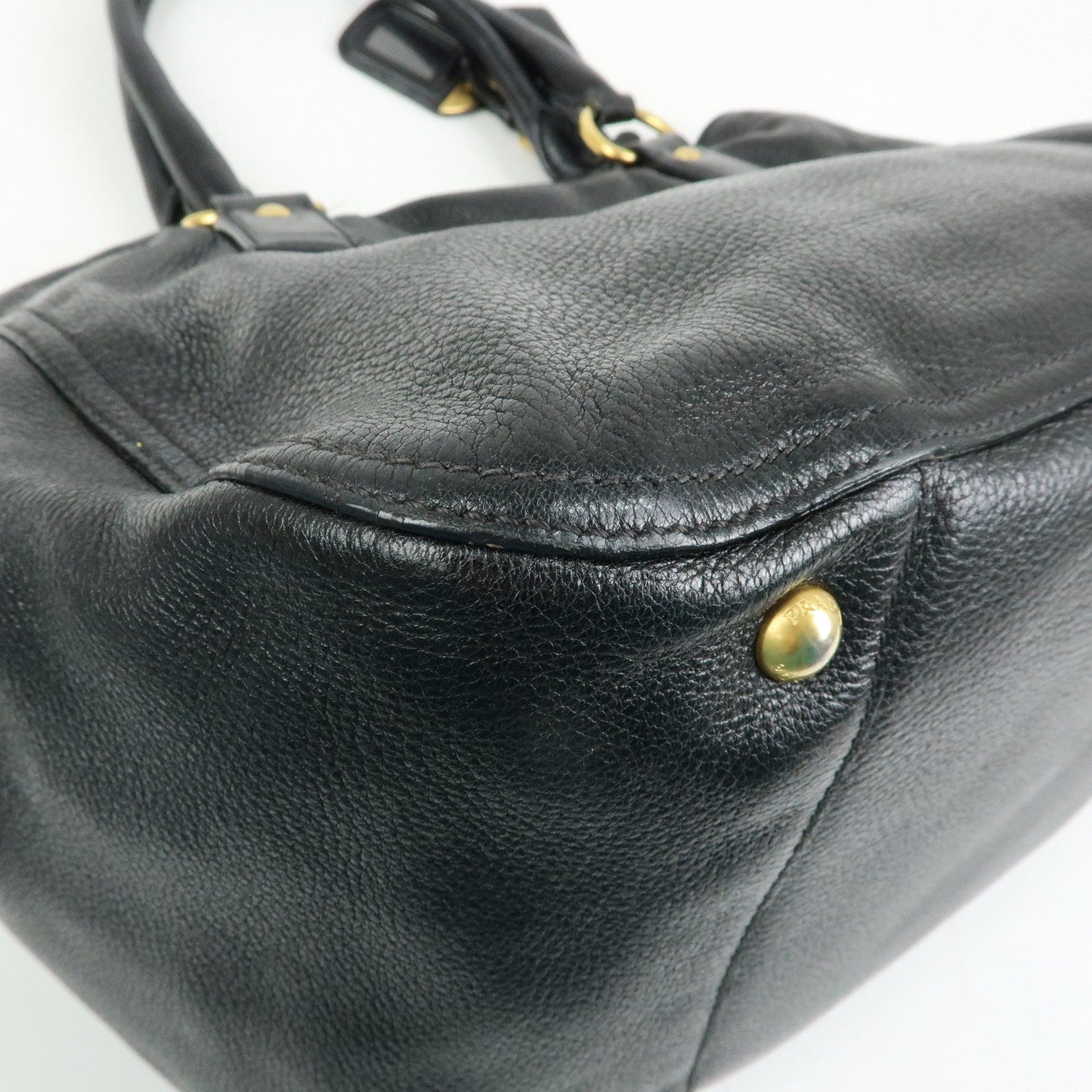 Prada Logo Leather 2Way Bag Hand Bag Shoulder Bag Black BR4083【Pre-order】
