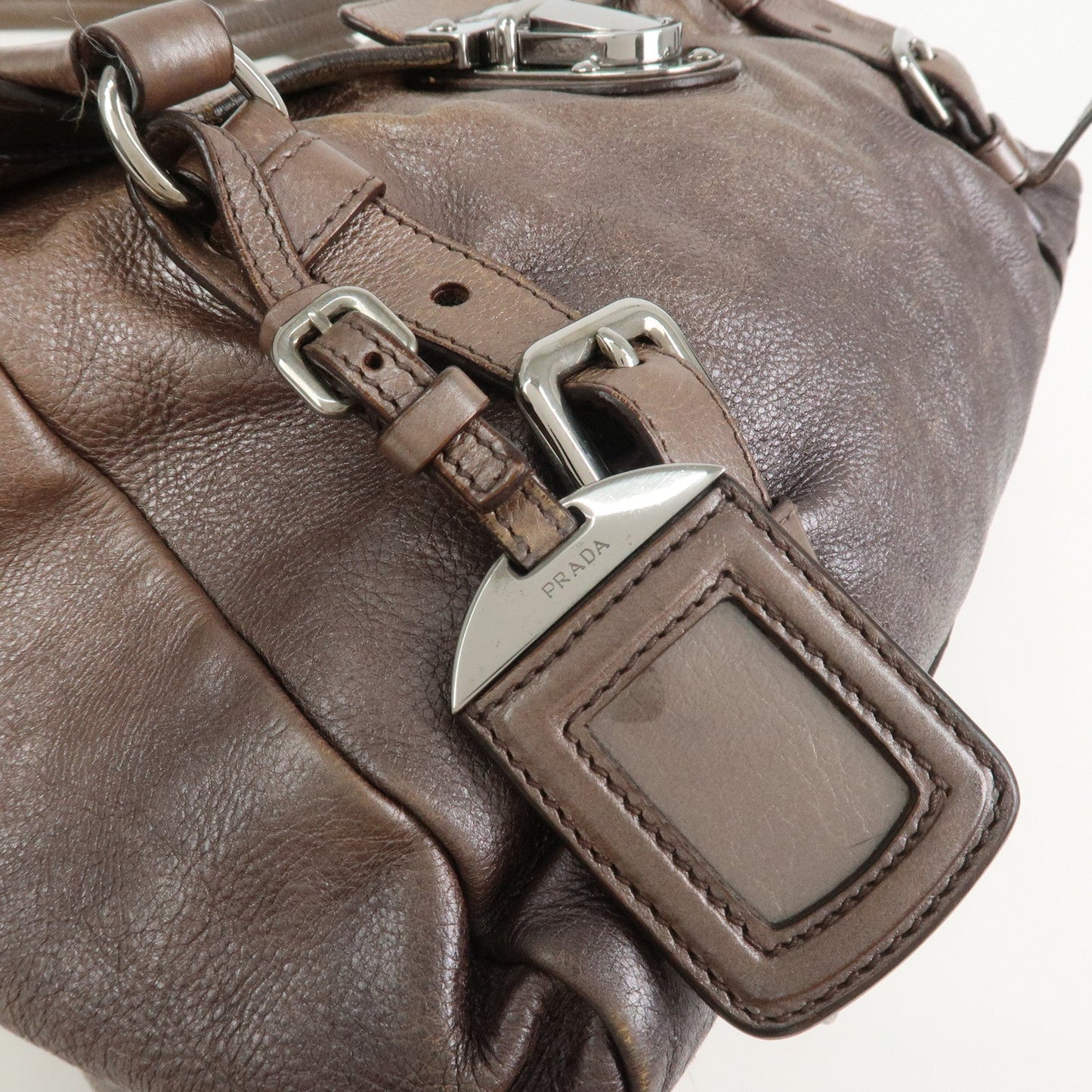 Prada Logo Leather Shoulder Bag Hand Bag Metallic Brown BR3901【Pre-order】