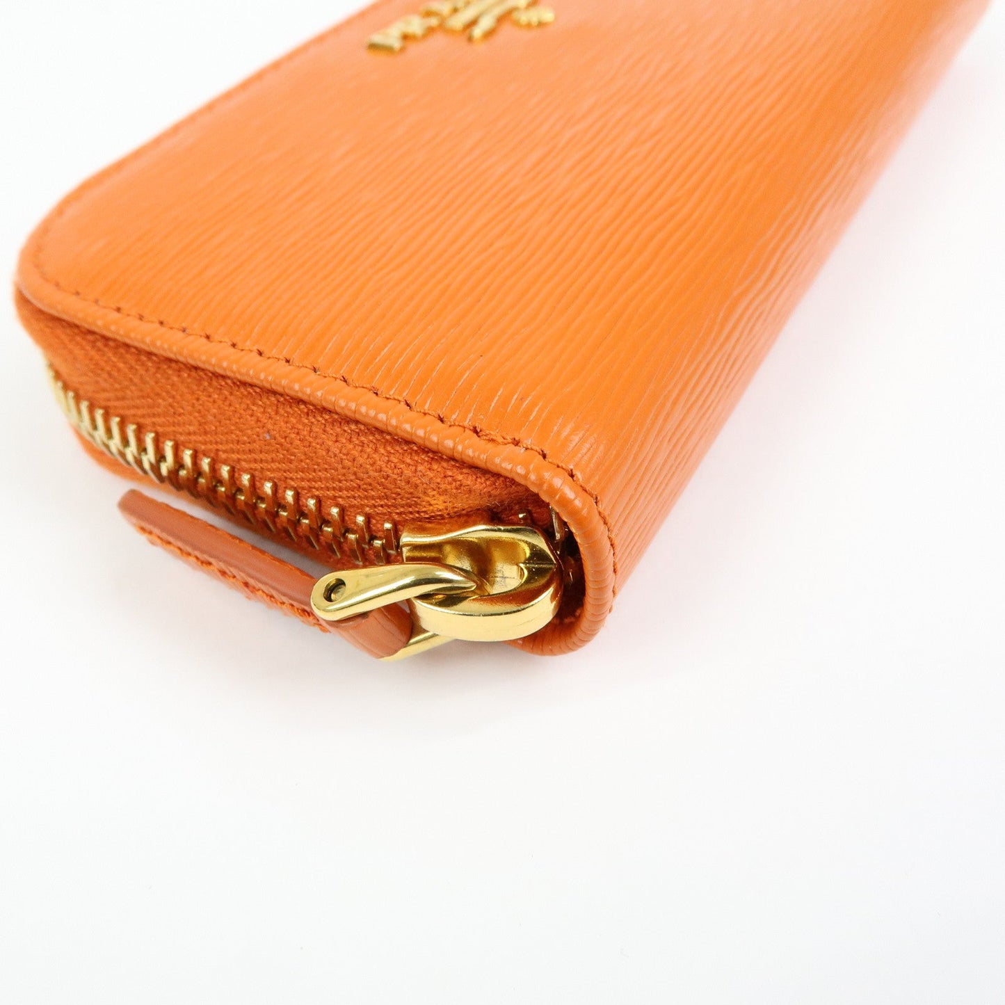 Prada Saffiano Leather Round Zippy 6 Rings Key Case Orange 1PG604【Pre-order】
