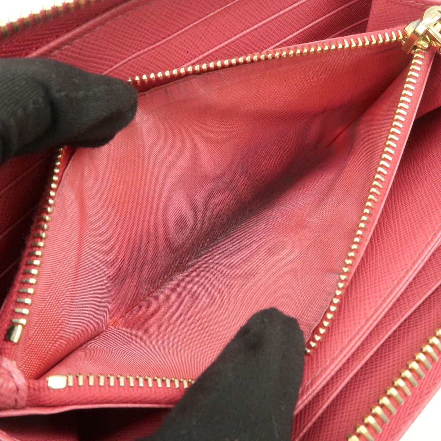 Prada Logo Saffiano Leather Round Zippy Long Wallet Pink 1M0506【Pre-order】