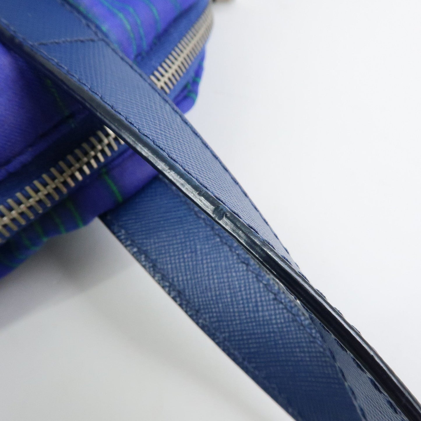 Prada Triangle Logo Linen Leather 2Way Bag Flower Motif Blue BR4696【Pre-order】