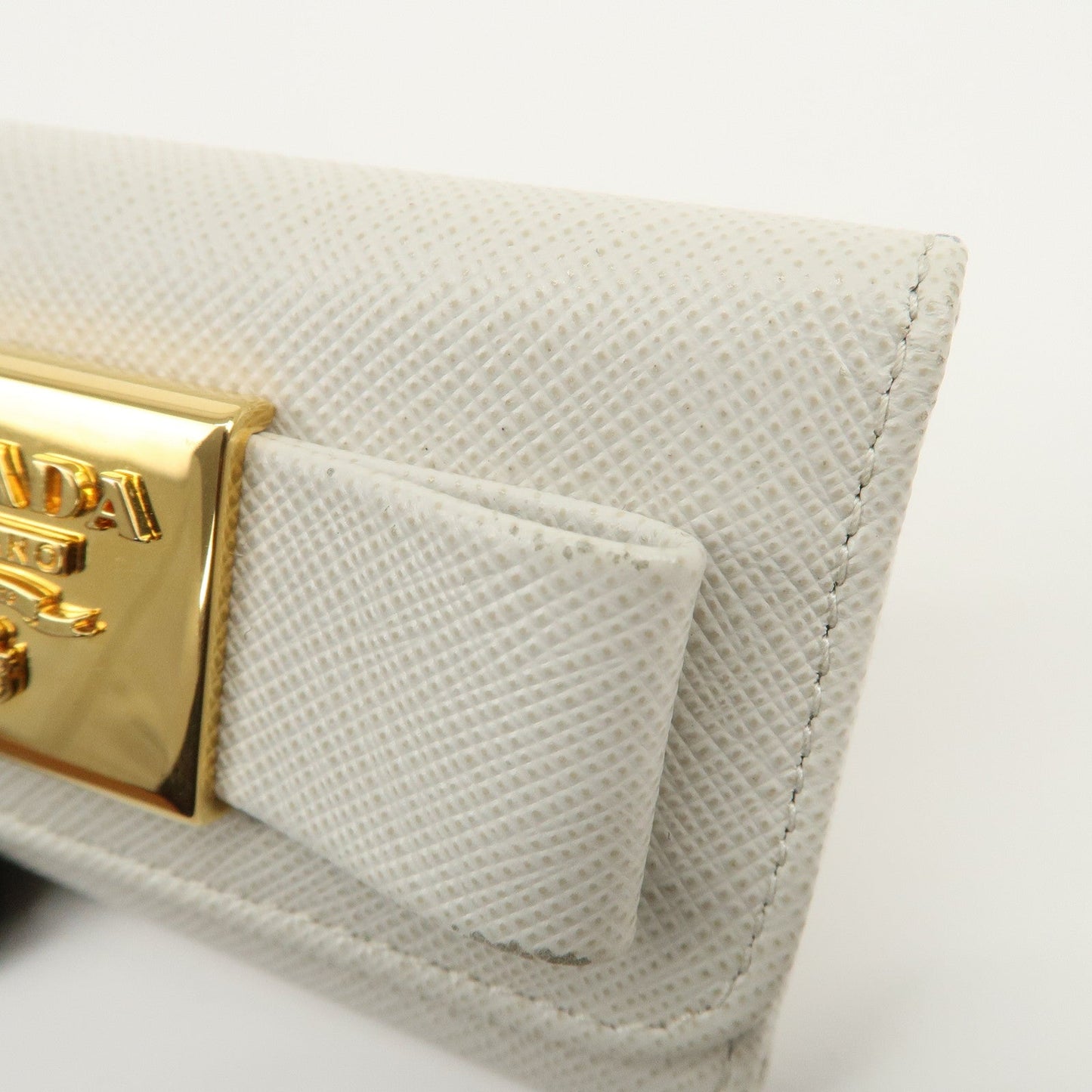 Prada Ribbon Saffiano Leather Key Case Key Holder White【Pre-order】