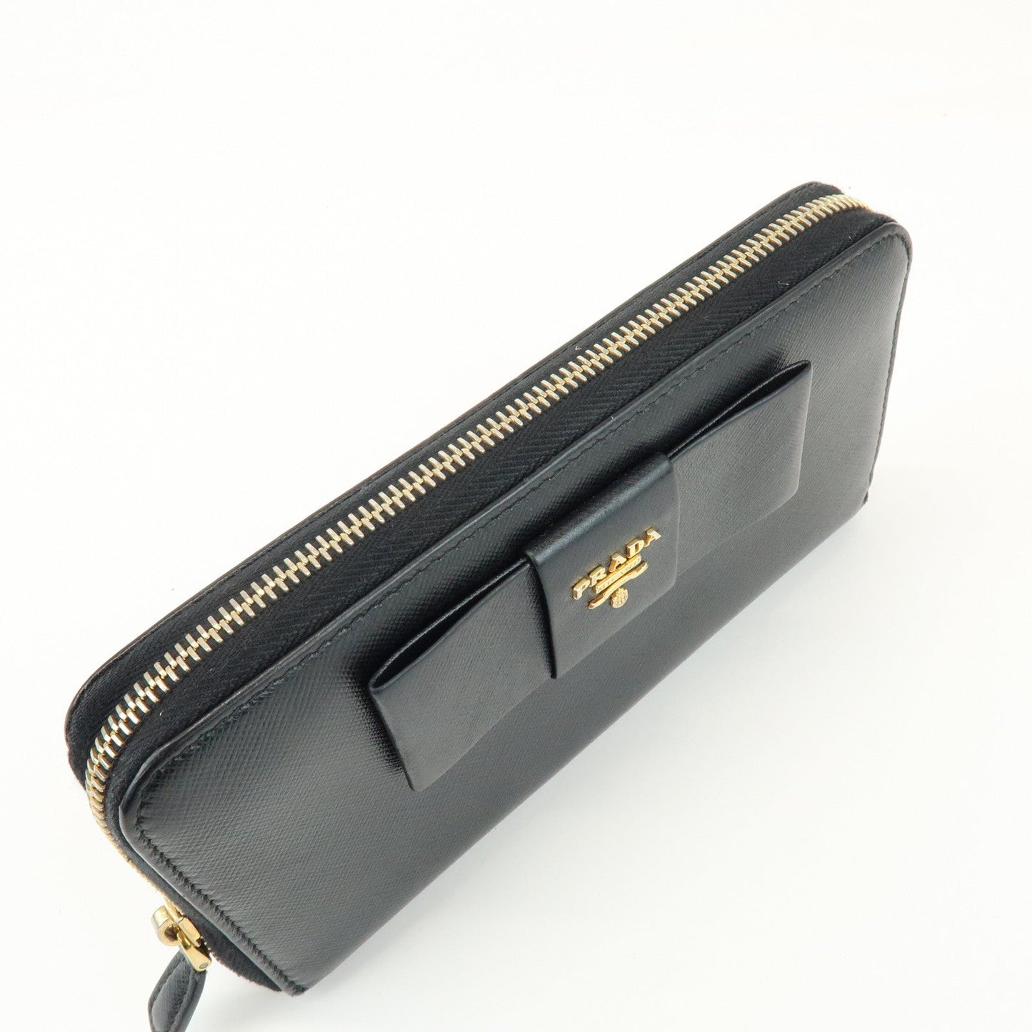 Prada Saffiano Leather Ribbon Round Zippy Wallet Black 1M0506【Pre-order】