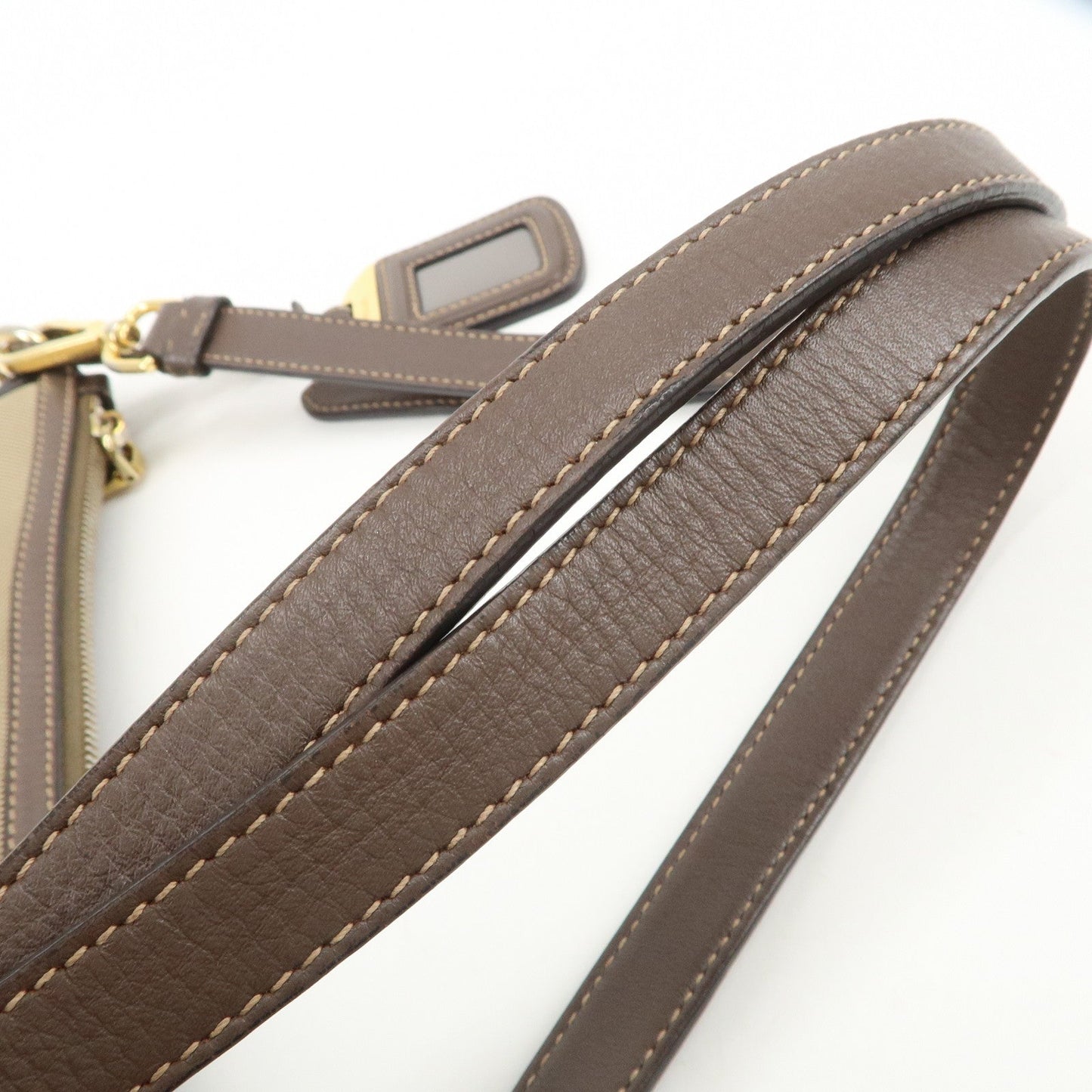Prada Logo Jacquard Leather Shoulder Bag Beige Brown BT867A【Pre-order】