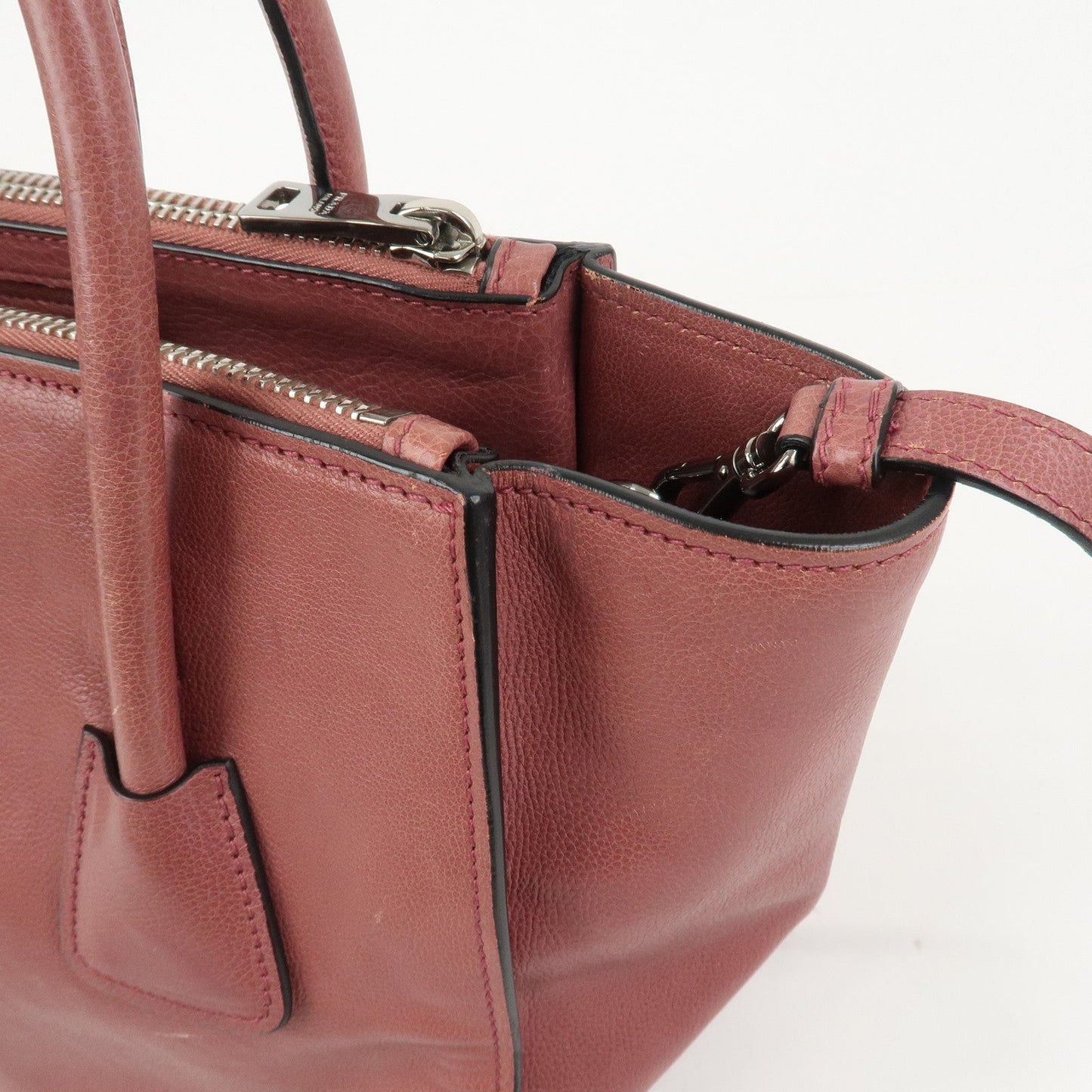 Prada Triangle Logo Leather 2Way Bag Tote Bag Hand Bag Pink B2625M【Pre-order】