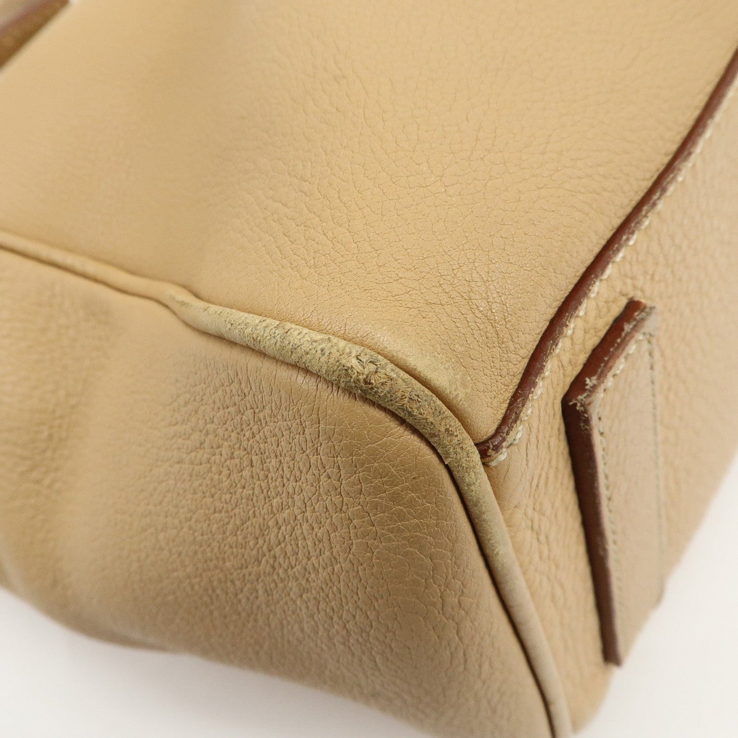 Prada Triangle Logo Leather Shoulder Bag Hand Bag Beige【Pre-order】