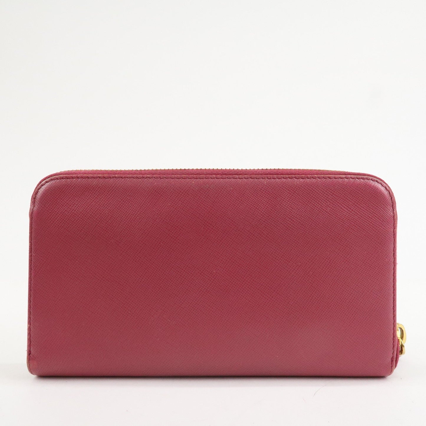 Prada Logo Saffiano Leather Round Zippy Long Wallet Pink 1M0506 Used【Pre-order】