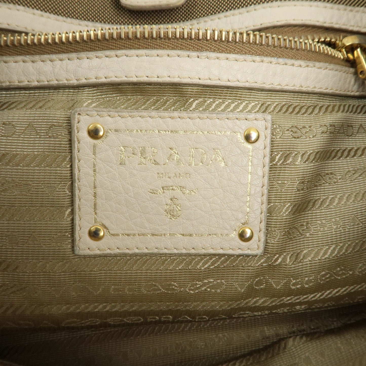 Prada Logo Jacguard Leather 2Way Tote Bag Brown Ivory BN1841【Pre-order】
