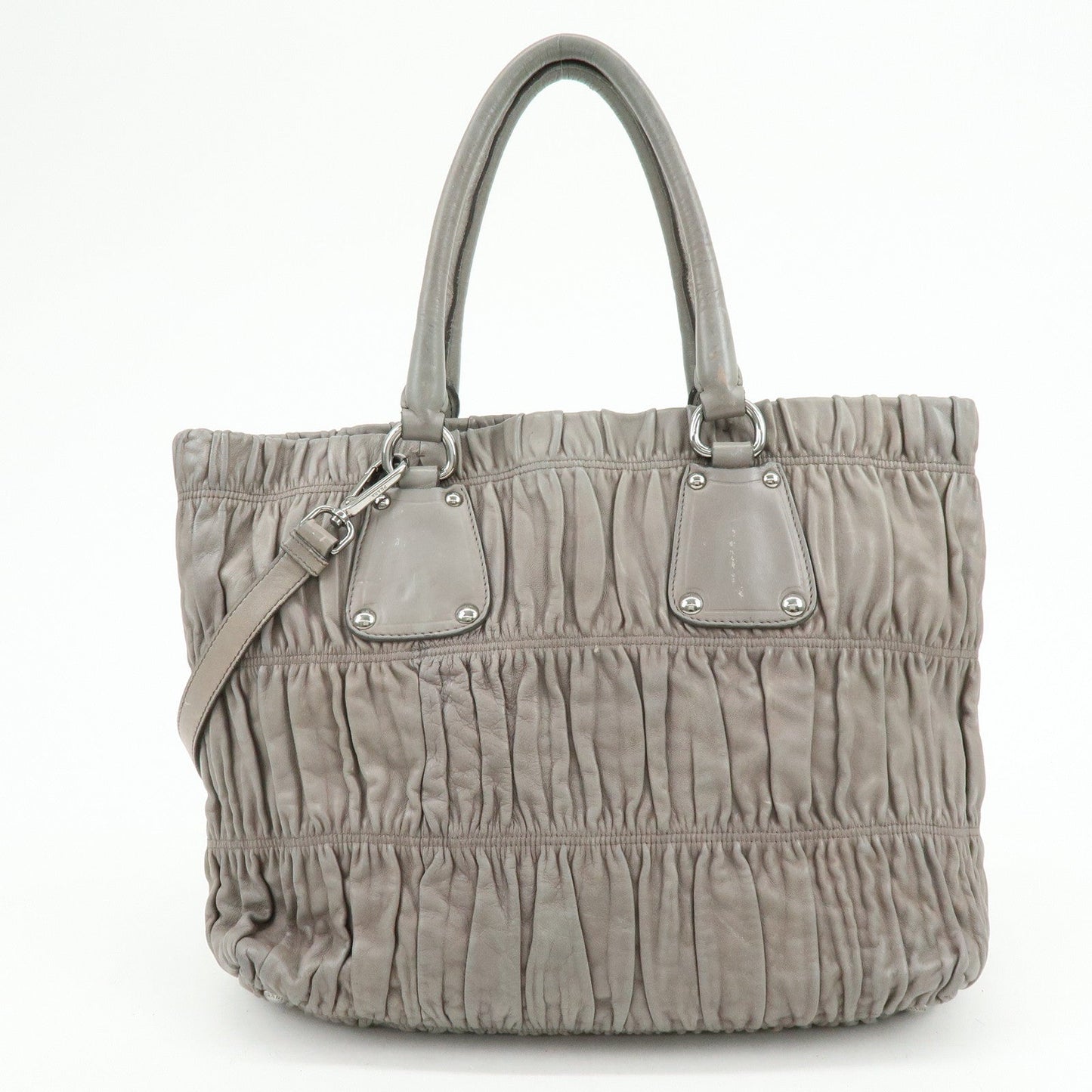 Prada Logo Leather 2Way Bag Hand Bag Shoulder Bag Gray【Pre-order】