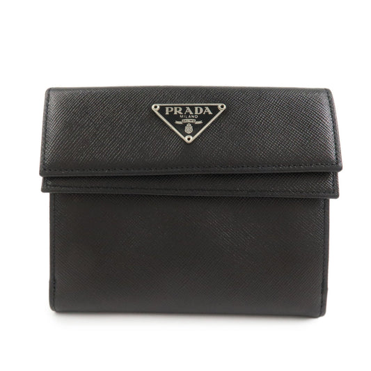 Prada Triangle Logo Saffiano Leather Compact Wallet Black M53X【Pre-order】