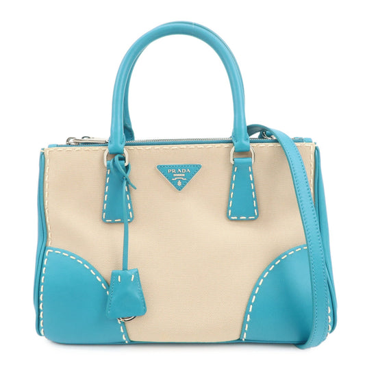 Prada Triangle Logo Canvas 2Way Bag Hand Bag Tote Bag Blue B1801K【Pre-order】
