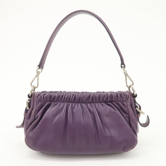 Prada Ribbon Leather Shoulder Bag Hand Bag Purple Used【Pre-order】