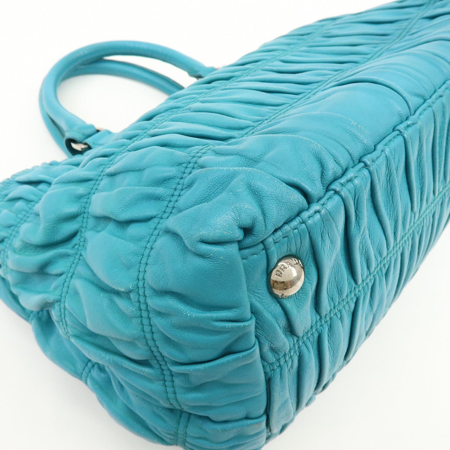 Prada Leather 2Way Bag Hand Bag Shoulder Bag Turquoise Blue【Pre-order】