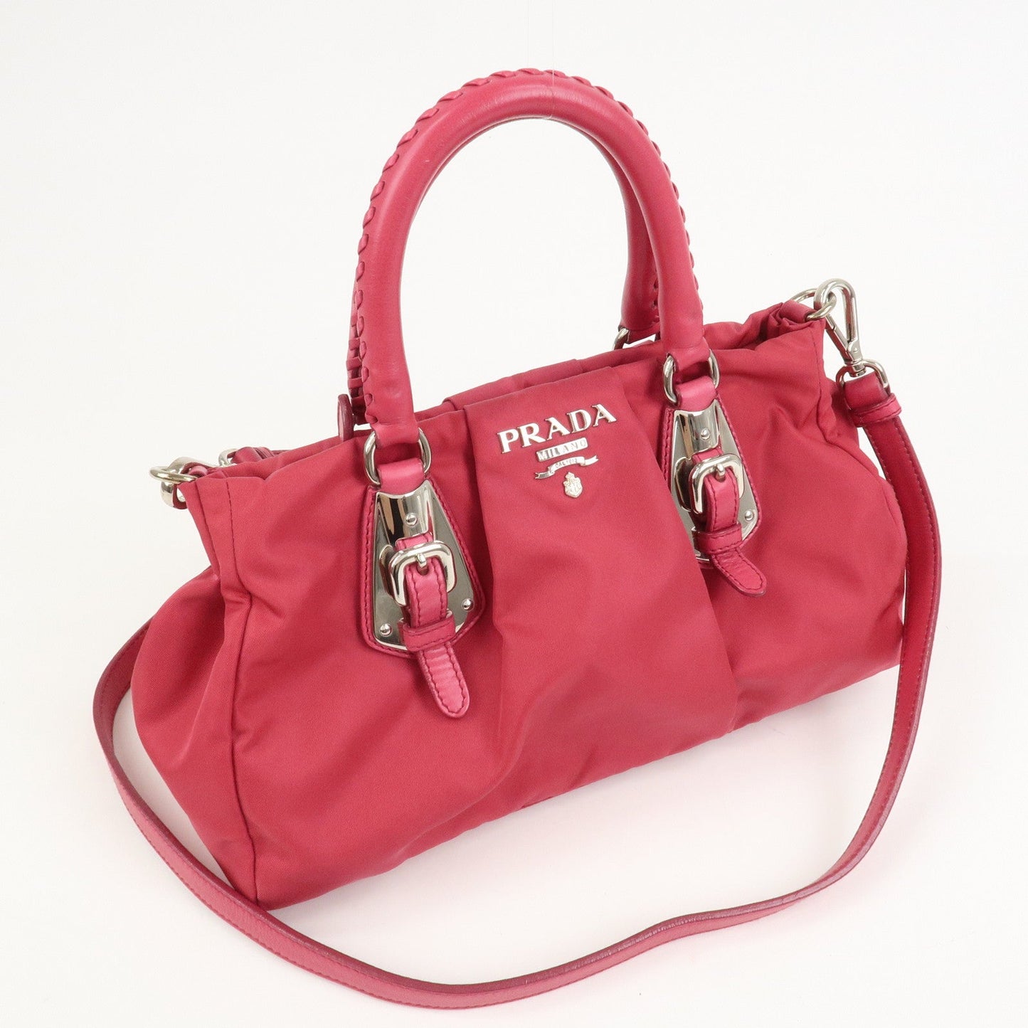 Prada Logo Nylon Leather 2Way Bag Hand Bag Shoulder Bag Pink【Pre-order】