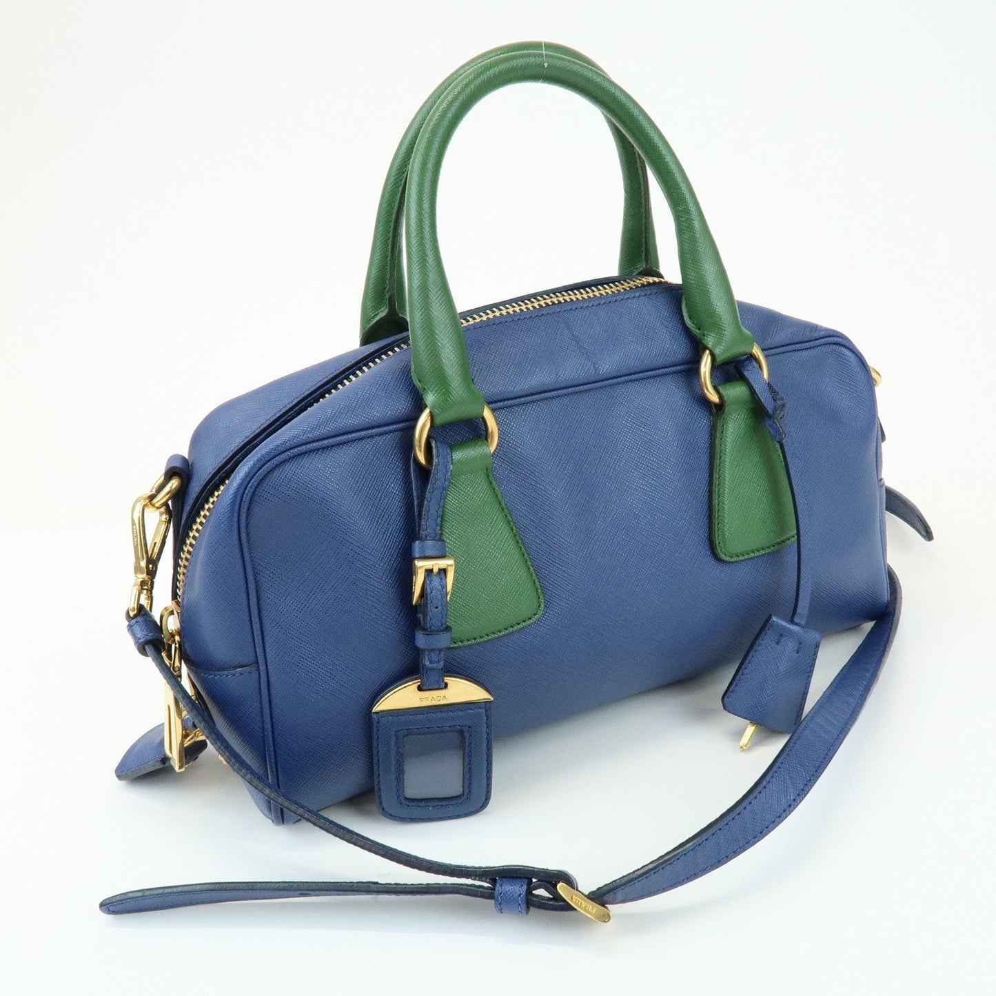 Prada Triangle Logo 2Way Bag Hand Bag Shoulder Bag Blue Green【Pre-order】