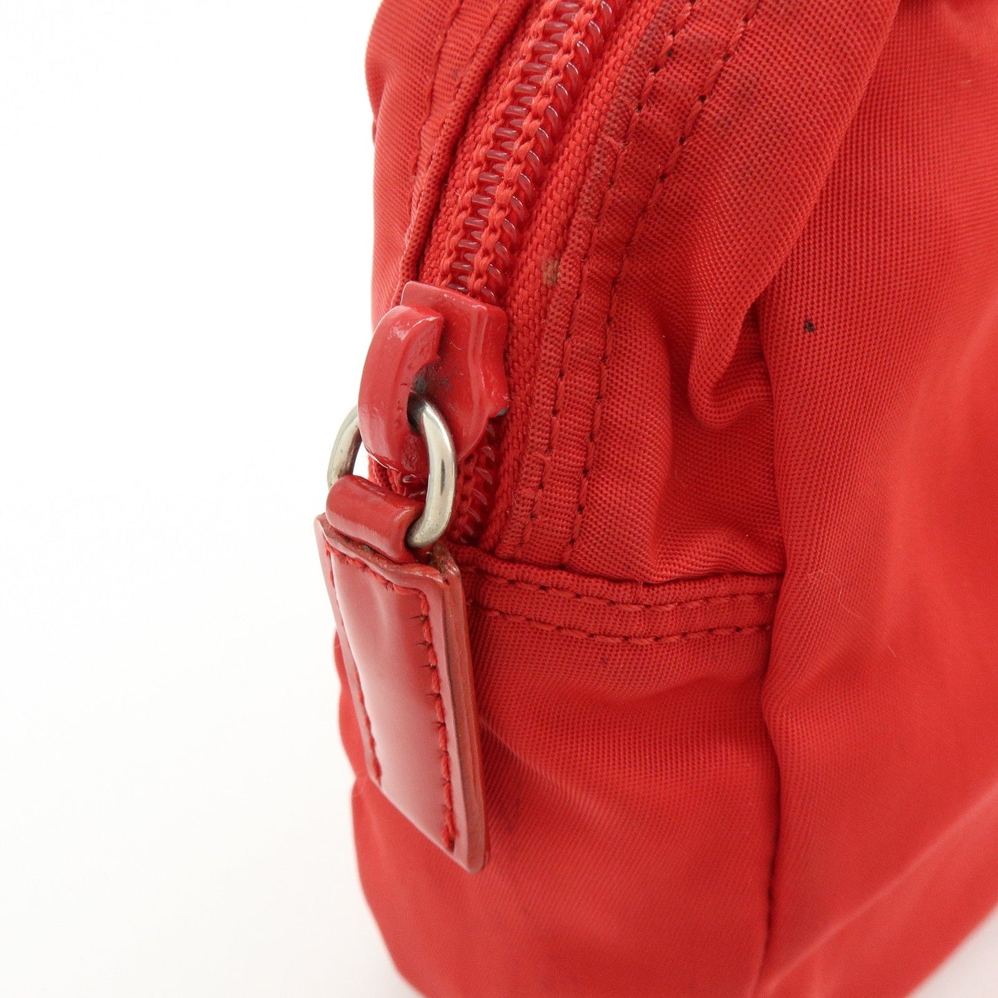 Prada Triangle Logo Set of 2 Nylon Pouch Cosmetic Pouch Red Khaki【Pre-order】