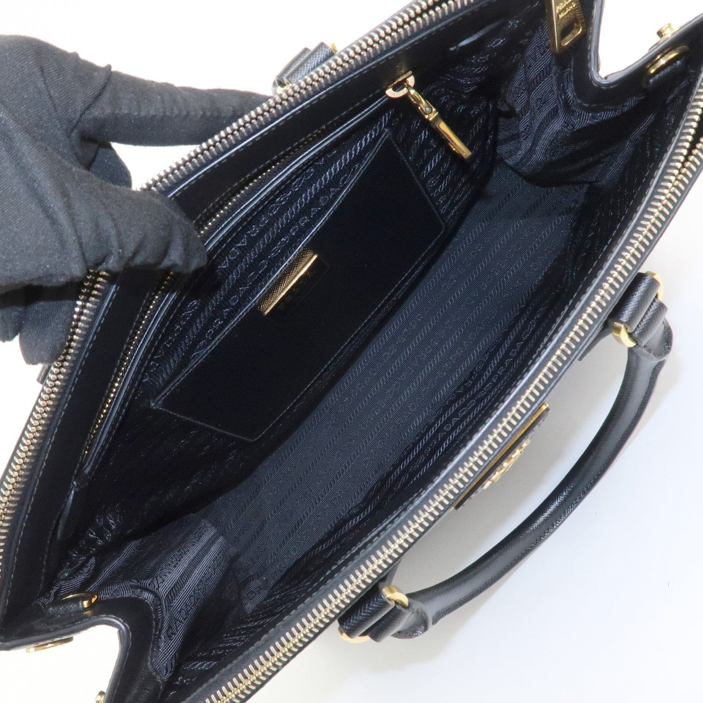 Prada Triangle Logo Galleria Saffiano Leather 2Way Bag Black 1BA274【Pre-order】