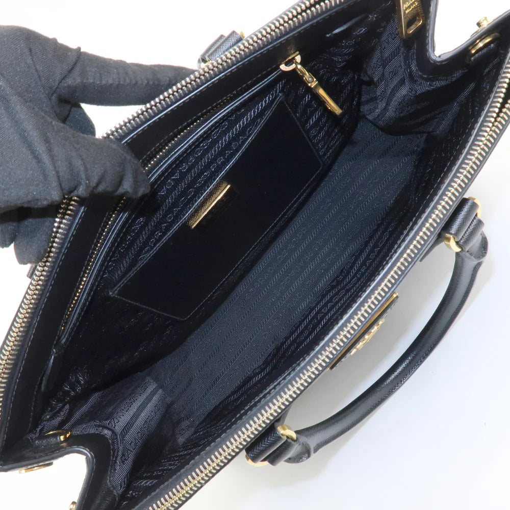 Prada Triangle Logo Galleria Saffiano Leather 2Way Bag Black【Pre-order】
