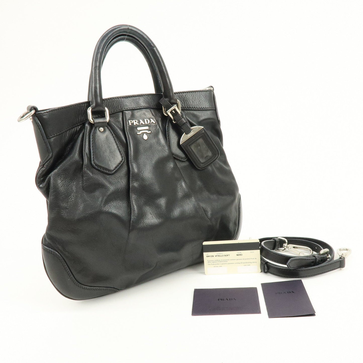 Prada Logo Leather 2Way Bag Hand Bag Shoulder Bag Black BN1226【Pre-order】