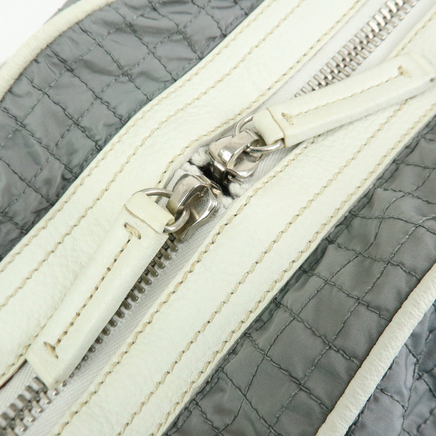 Prada Sports Nylon Leather Boston Bag Hand Bag Gray Irvory【Pre-order】