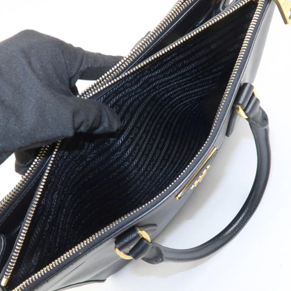 Prada Triangle Logo Galleria Saffiano Leather 2Way Bag Black【Pre-order】