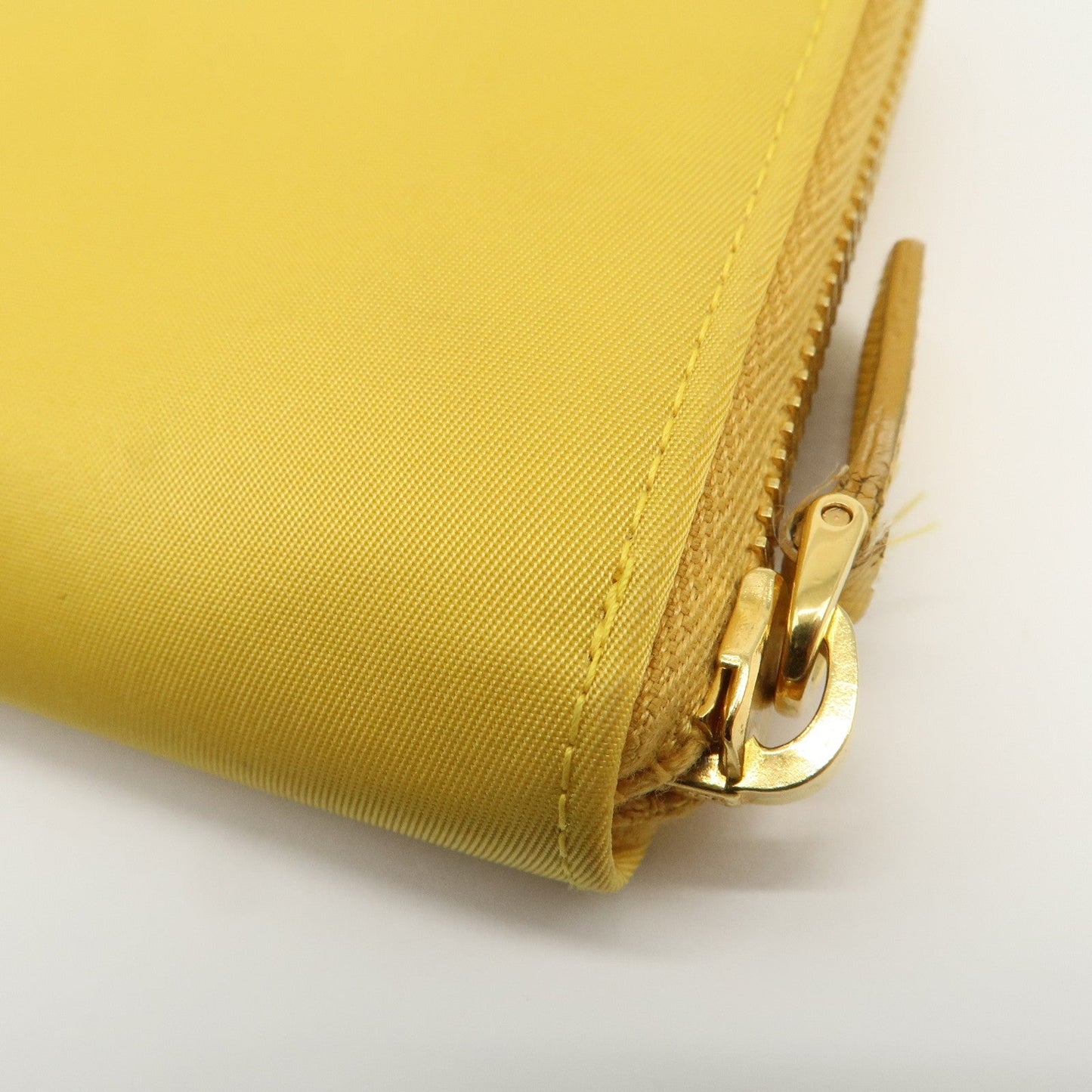 Prada Triangle Logo Nylon Leather Round Zippy Long Wallet Yellow【Pre-order】