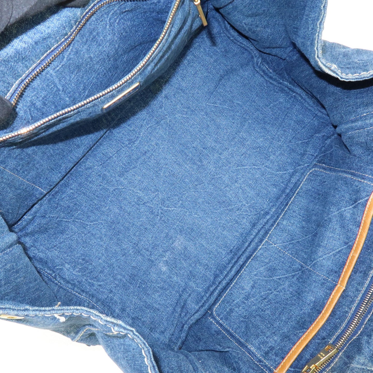 Prada Logo Canapa Canvas Denim Large Tote Hand Bag Blue BN1872【Pre-order】