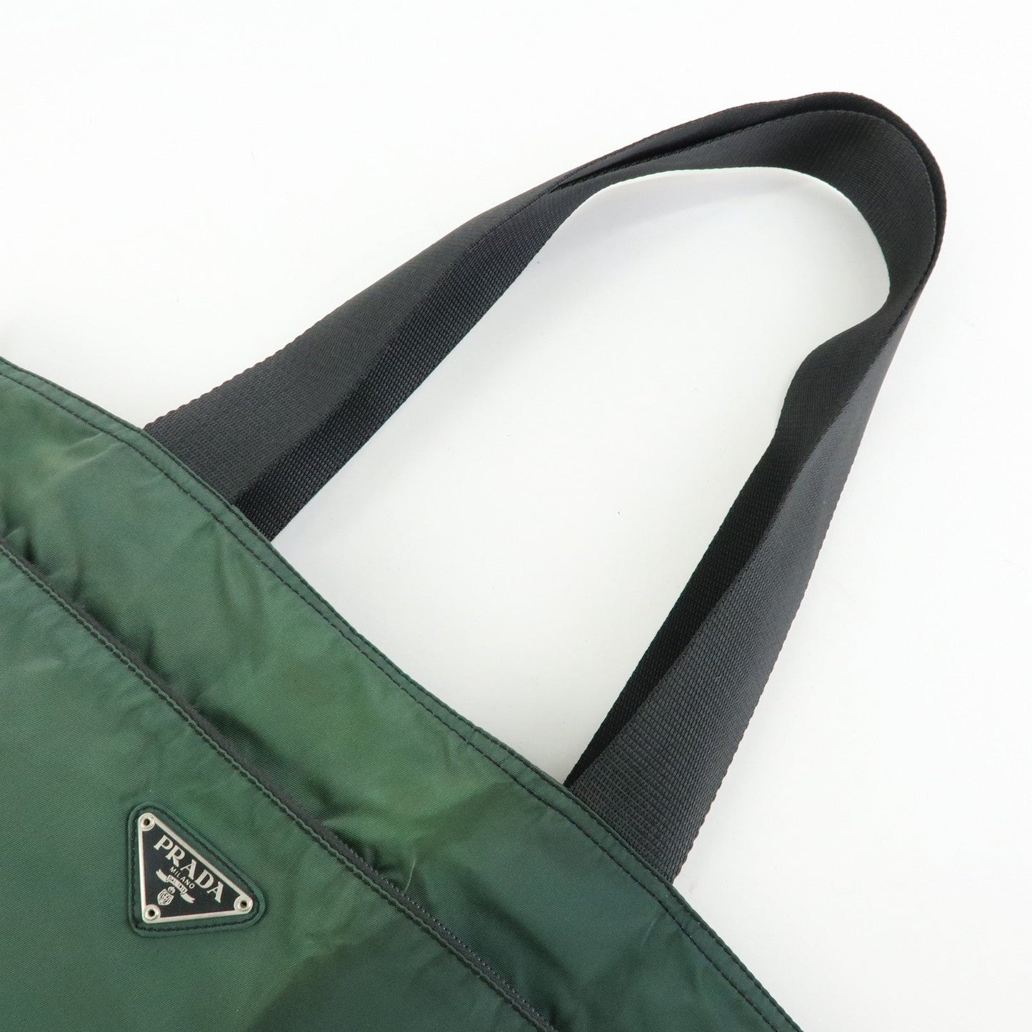 Prada Triangle Logo Nylon Leather Tote Bag Hand Bag Moss Green【Pre-order】