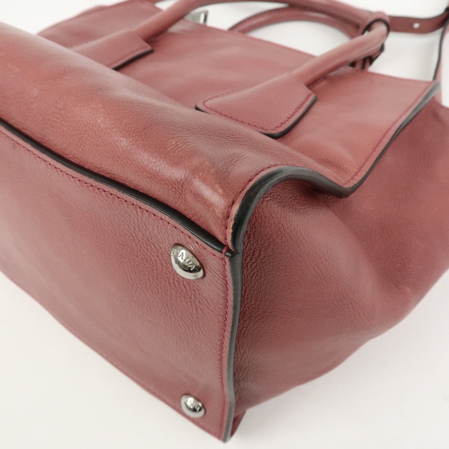Prada Triangle Logo Leather 2Way Bag Tote Bag Hand Bag Pink B2625M【Pre-order】