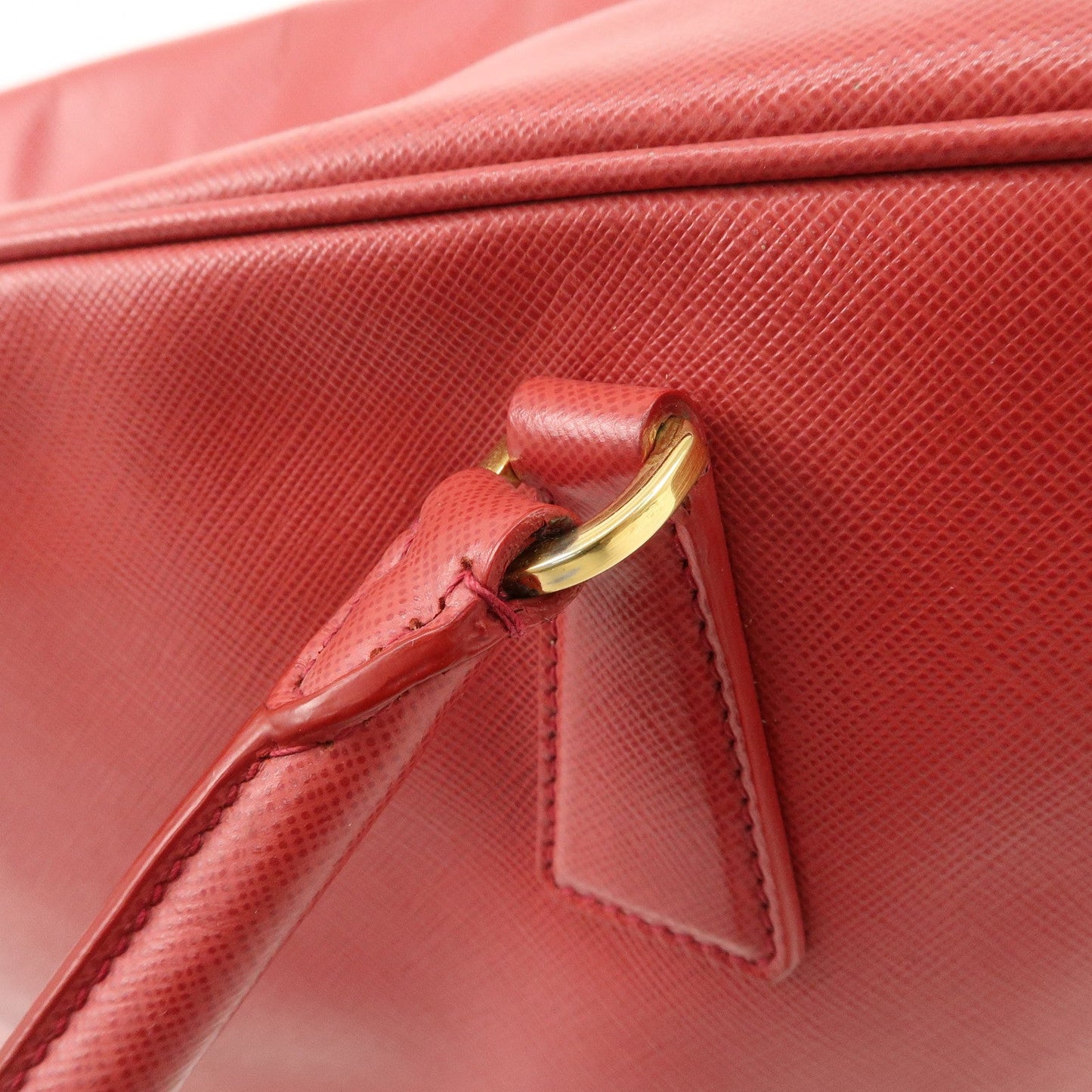 Prada Triangle Logo Saffiano Leather Boston Bag Hand Bag Red BL0095 Used【Pre-order】
