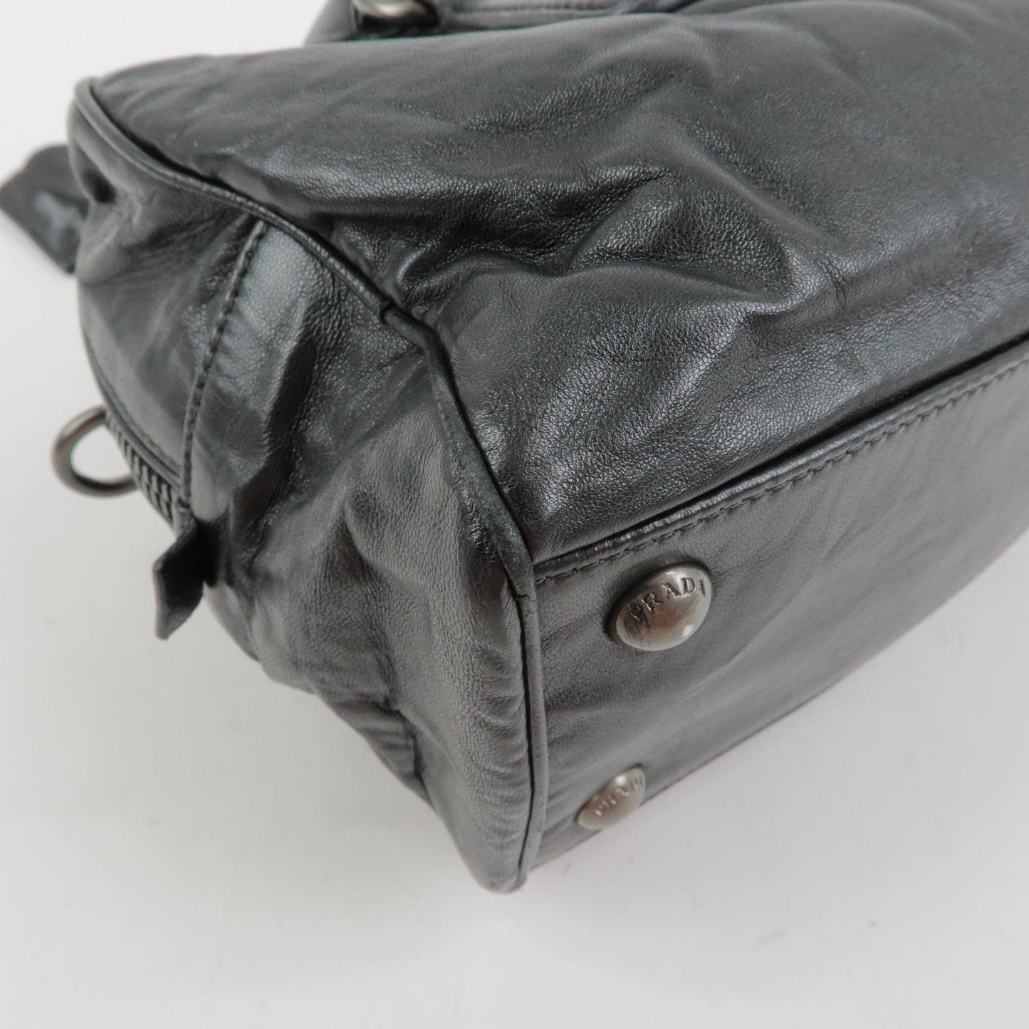 Prada Leather Boston Bag Hand Bag Black BL0758【Pre-order】