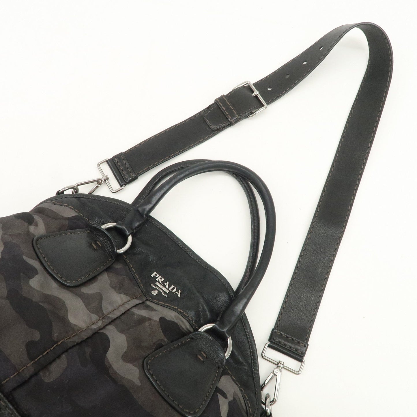 Prada Nylon Leather 2Way Hand Shoulder Bag Black Camouflage BL0688【Pre-order】