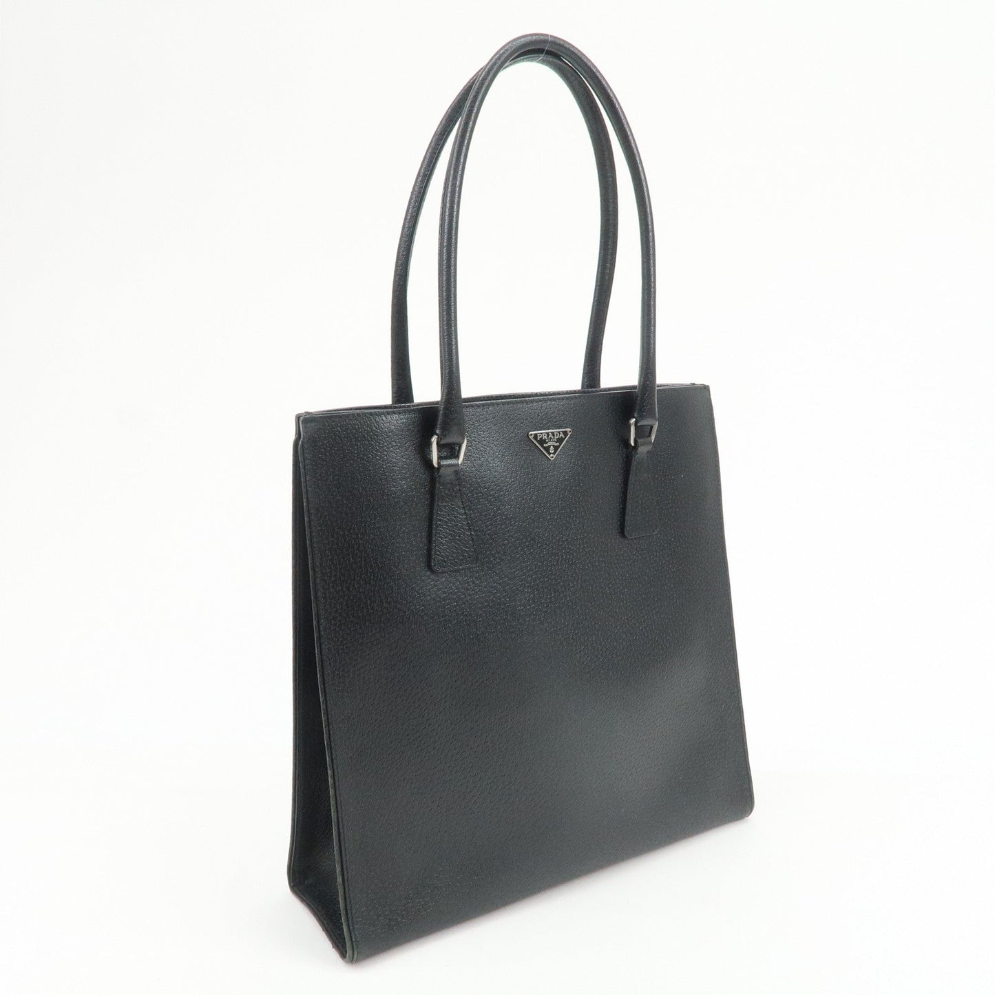 Prada Triangle Logo Leather Tote Bag Shoulder Bag Black BR0394【Pre-order】