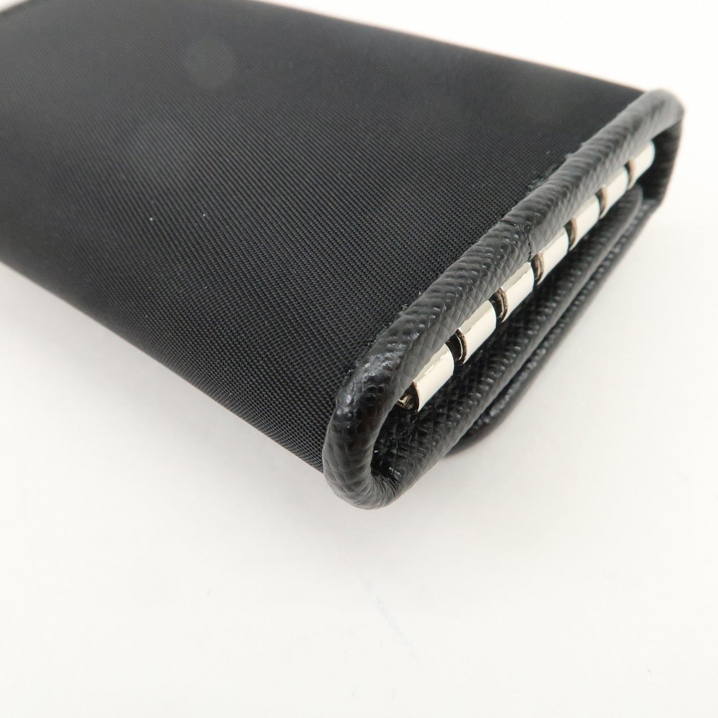 Prada Triangle Logo 6 Rings Key Case Key Holder Black 1PG222【Pre-order】