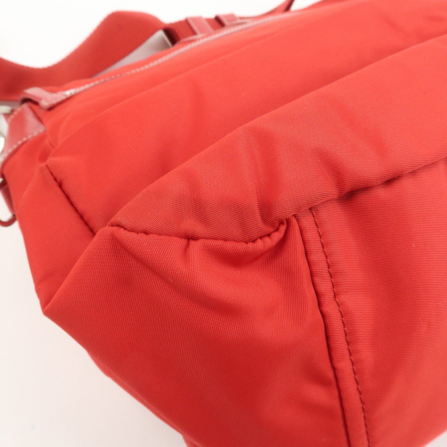 Prada Triangle Logo Nylon Saffiano Leather Shoulder Bag Red BT0436【Pre-order】
