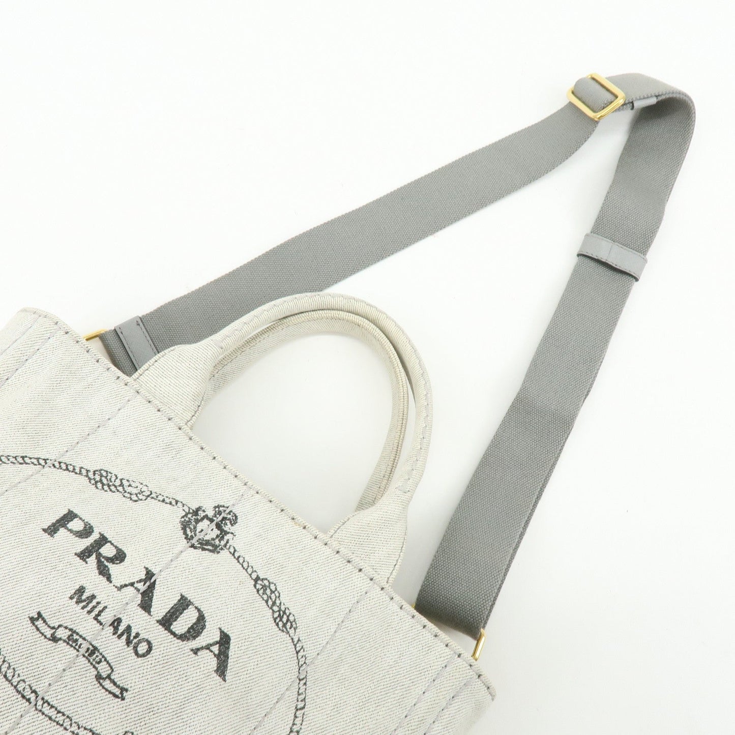 Prada Canapa Mini Denim 2Way Bag Hand Shoulder Bag Gray 1BG439【Pre-order】