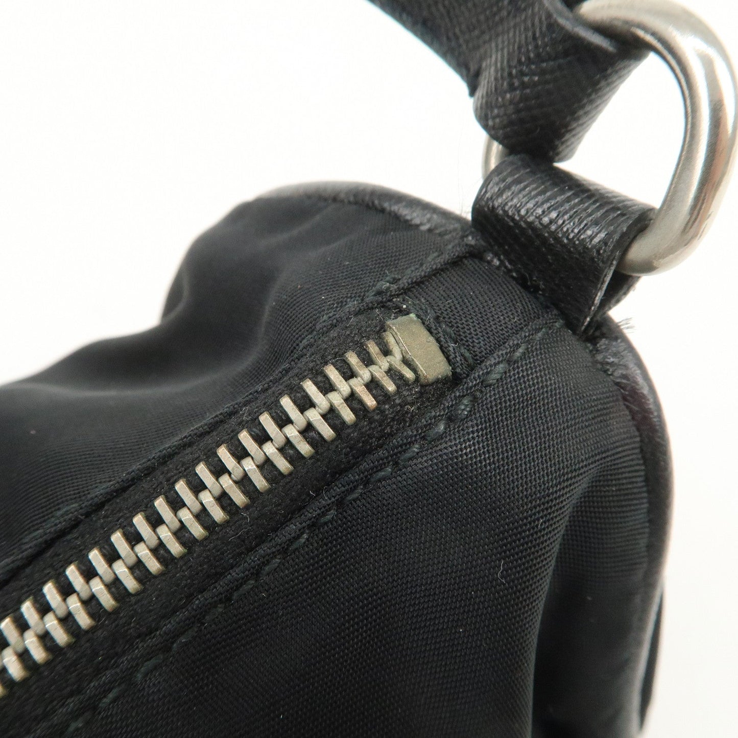 Prada Triangle Logo Nylon Saffiano Leather Hand Bag Black【Pre-order】