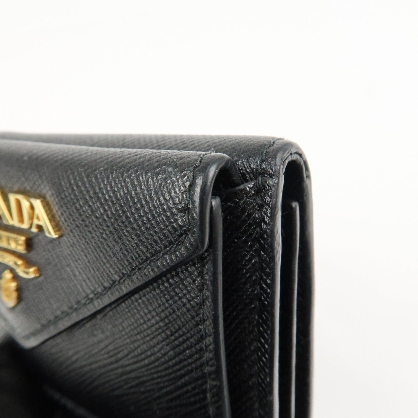 Prada Logo Saffiano Metal Tri-fold Small Wallet Black 1MH021【Pre-order】