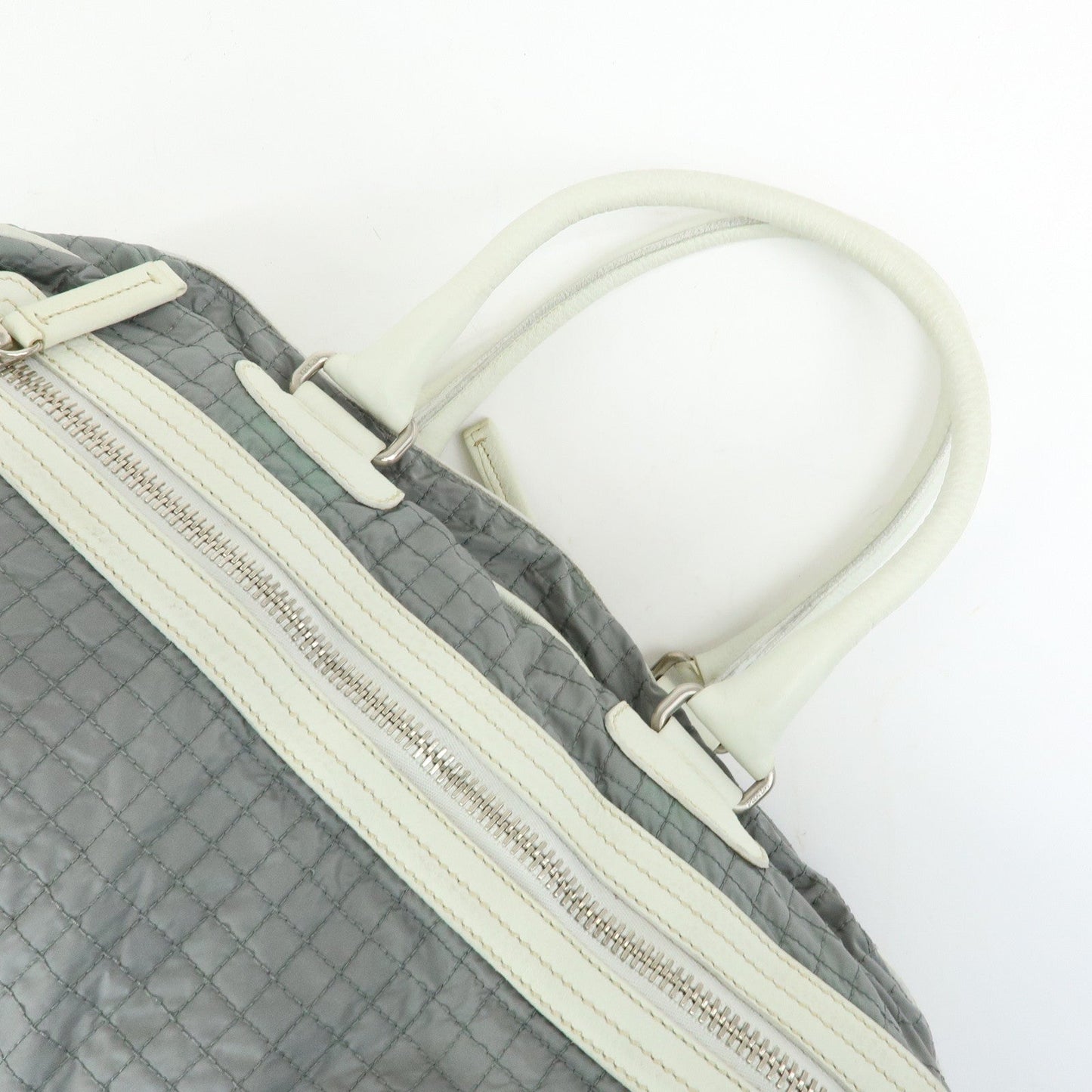 Prada Sports Nylon Leather Boston Bag Hand Bag Gray Irvory【Pre-order】