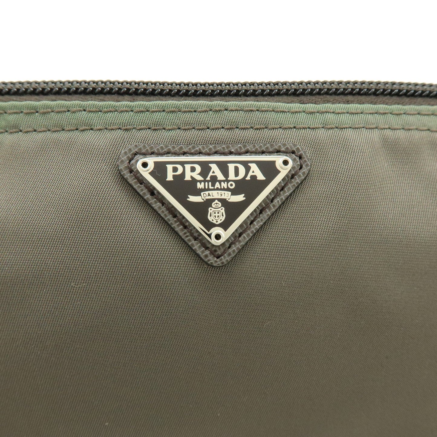 Prada Triangle Logo Set of 2 Nylon Pouch Cosmetic Pouch Red Khaki【Pre-order】
